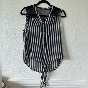 Black and White Striped Sleeveless Top